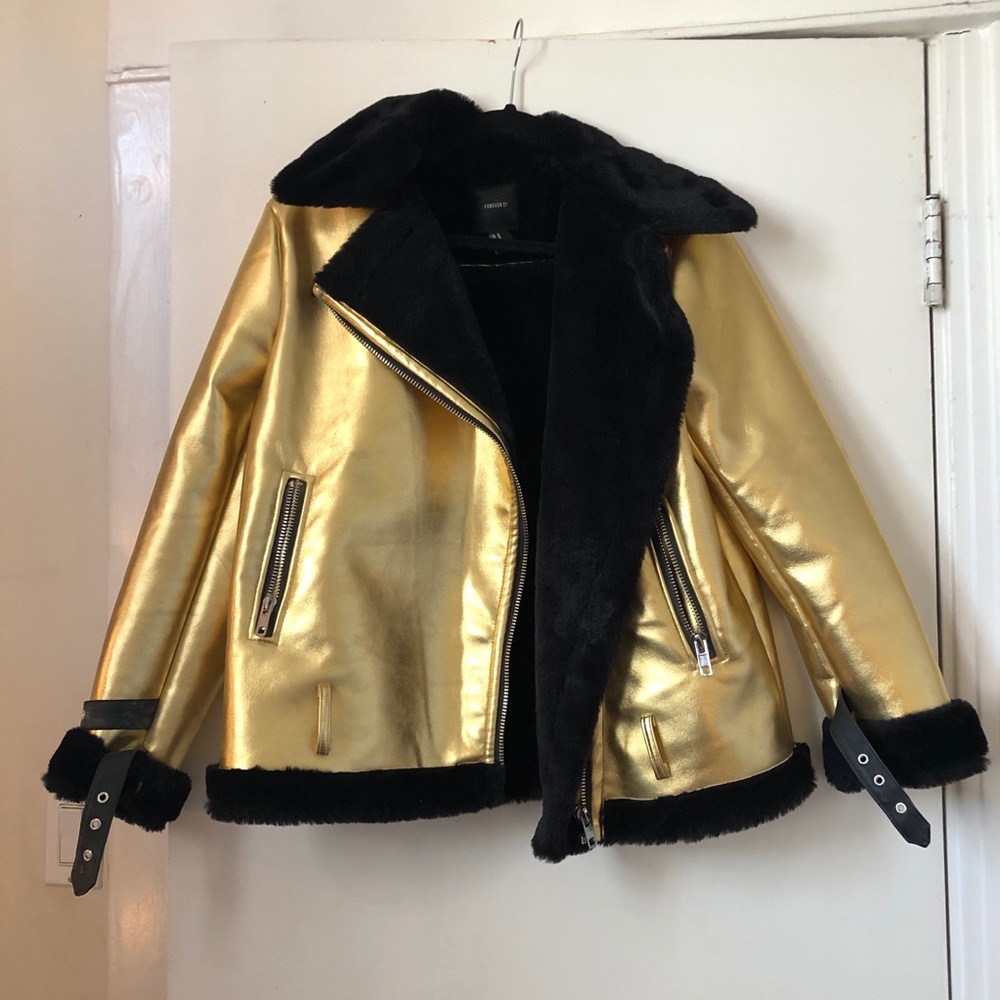 Gold Faux Fur Coat perfect for BURNING MAN!